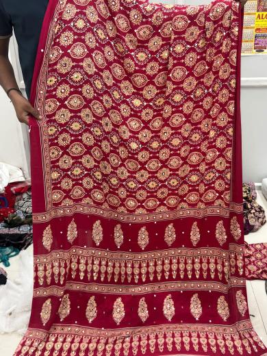 Vastrangan ajarakh print saree best womens wholesale clothing
